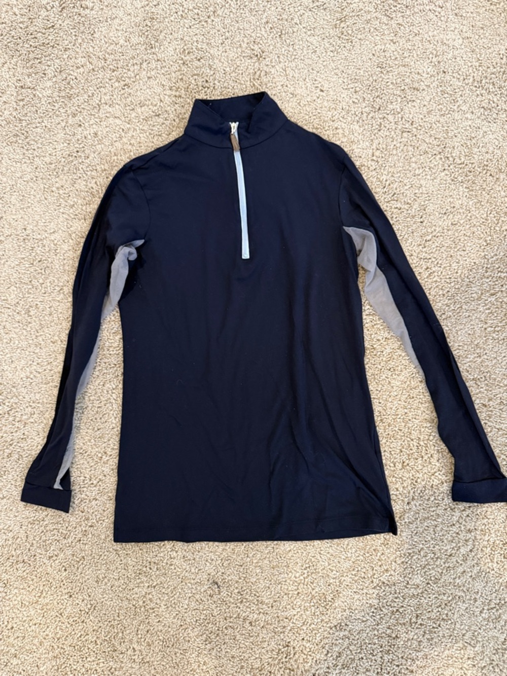 The Tailored Sportsman Navy Zip Riding Pullover with Light Trim